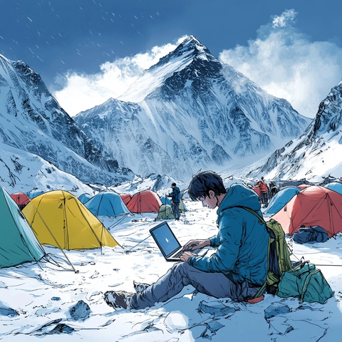 雪山营地的工作者