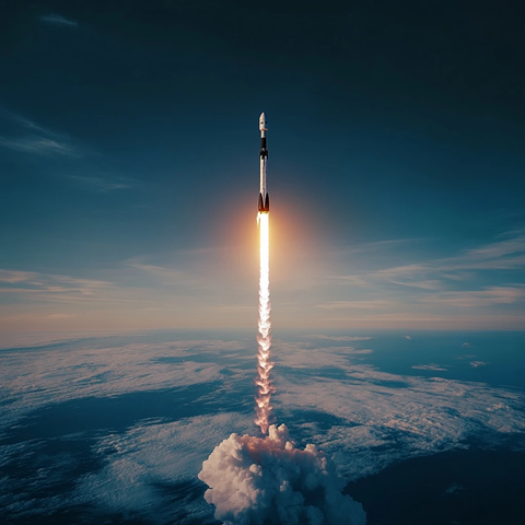 火箭飞向地球背景