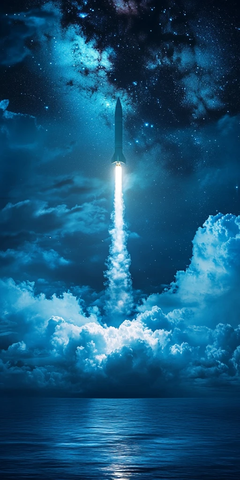 导弹出水云层蓝光