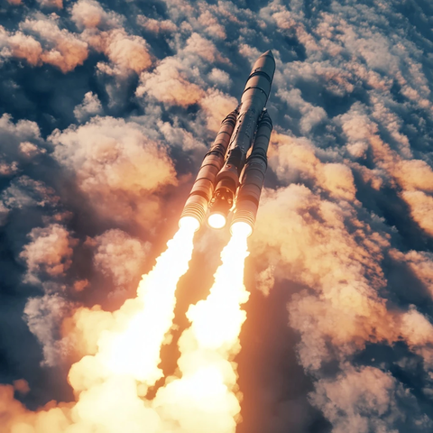 火箭发射底部视角