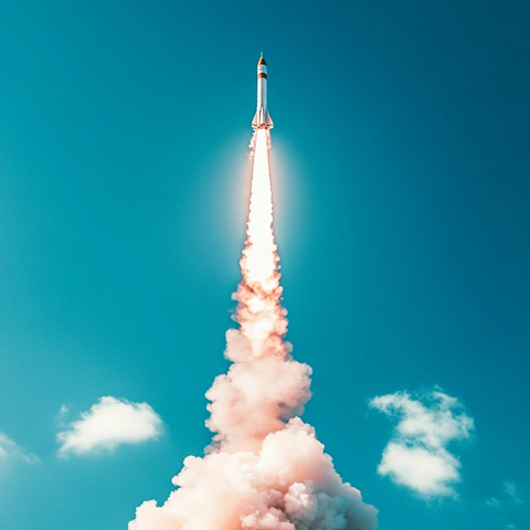 火箭升空留下烟雾痕迹