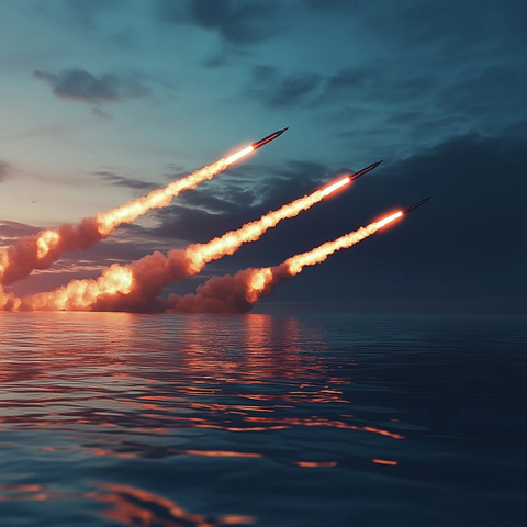 导弹水平飞行近水面上