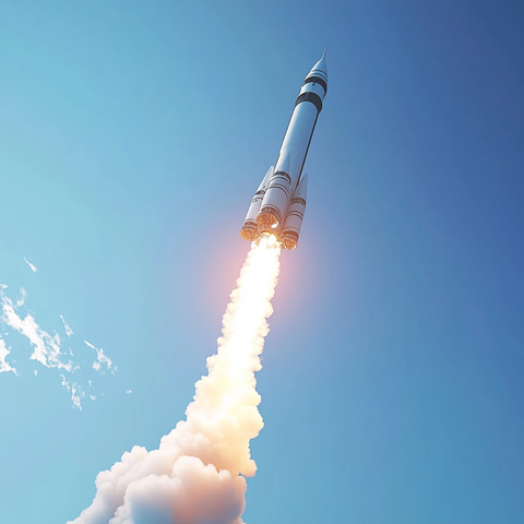 火箭升空蔚蓝天空