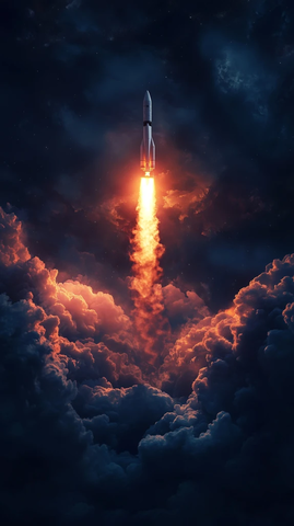 火箭升空火焰烟雾