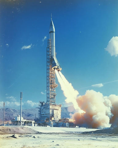 太空基地火箭发射蓝天