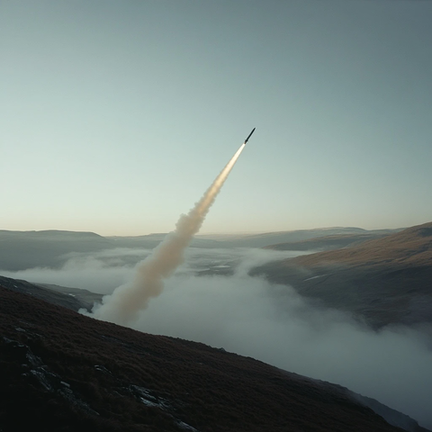 导弹飞越景观留尾迹