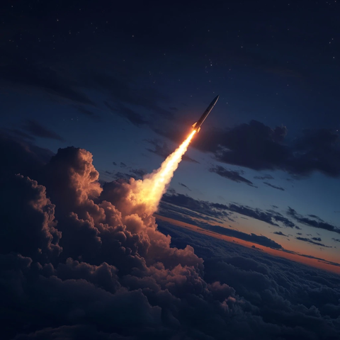 导弹拦截夜空云层