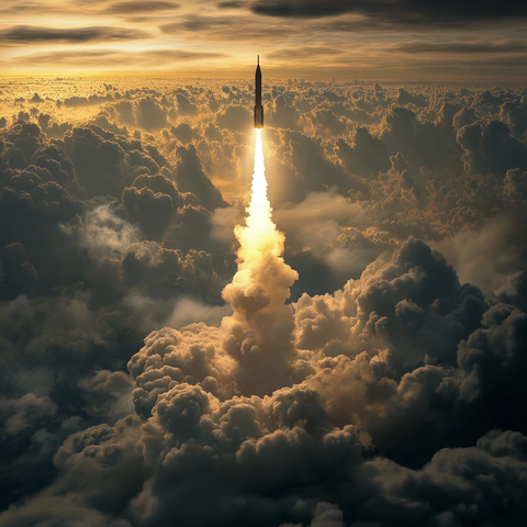 火箭冲入云层瞬间