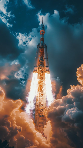 火箭喷射穿越云层