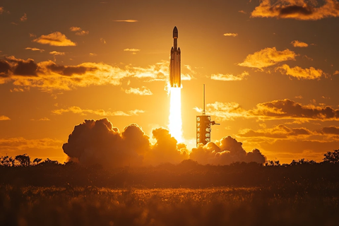 火箭升空烟云金光