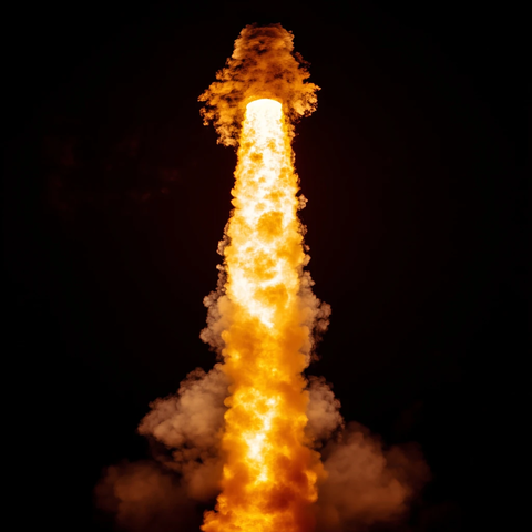 火箭燃烧火焰烟雾背景