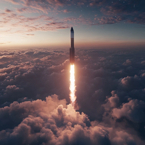 火箭发射迎面飞行