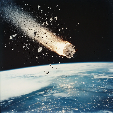 陨石坠落太空照片