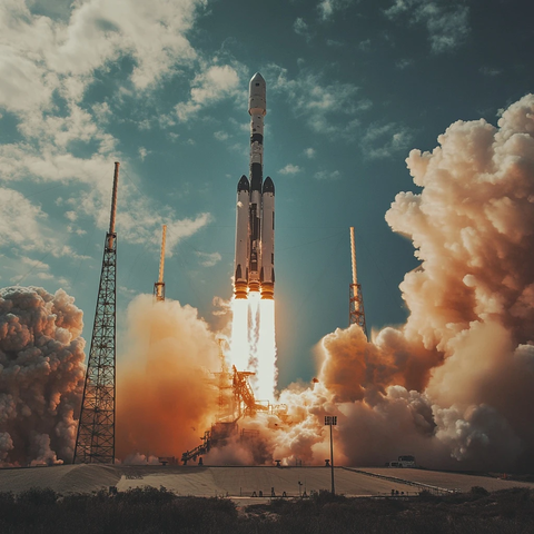 火箭发射火星烟雾升腾