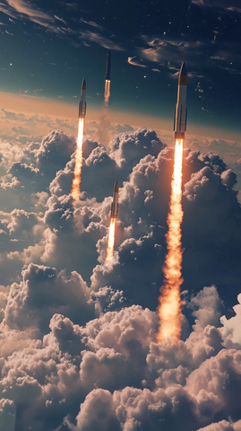 火箭穿云冲向大气层