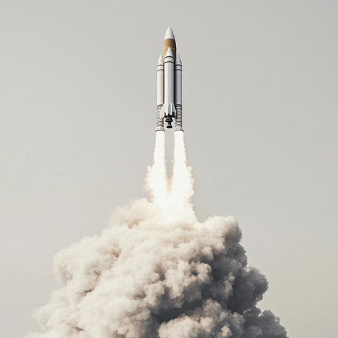 火箭升空留烟雾