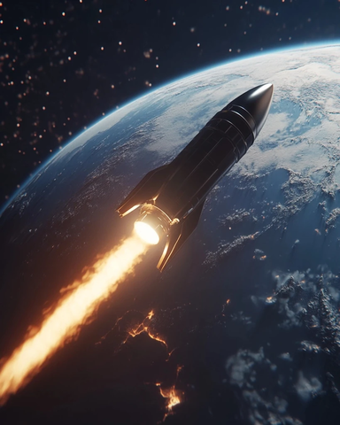 火箭飞越太空背景地球