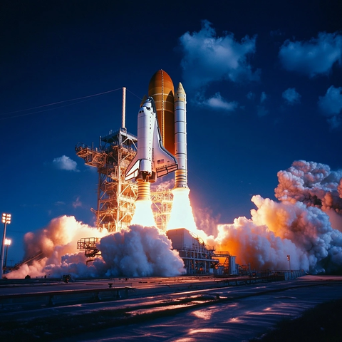 太空梭发射火焰蒸汽