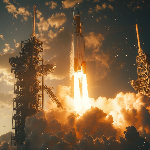 火箭升空火焰浓烟