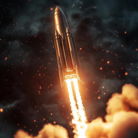 火箭发射进入太空