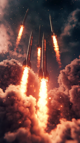 核导弹极速飞行火焰效果