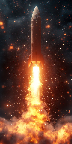 火箭喷射火焰黑色背景