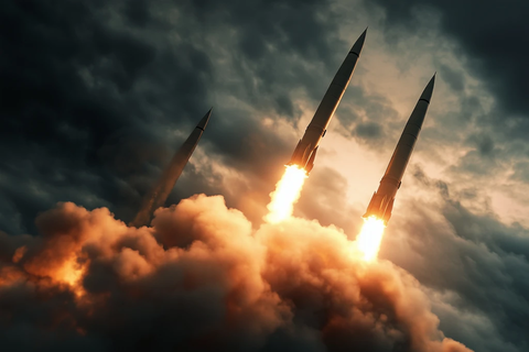 导弹发射瞬间烟火冲天