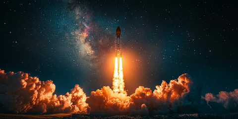 太空船夜空升起