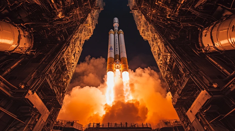 火箭发射引擎火焰壮观场景