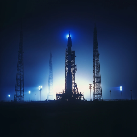 联盟火箭发射平台夜景