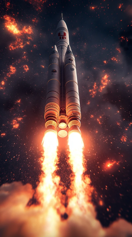 火箭发射火焰爆发