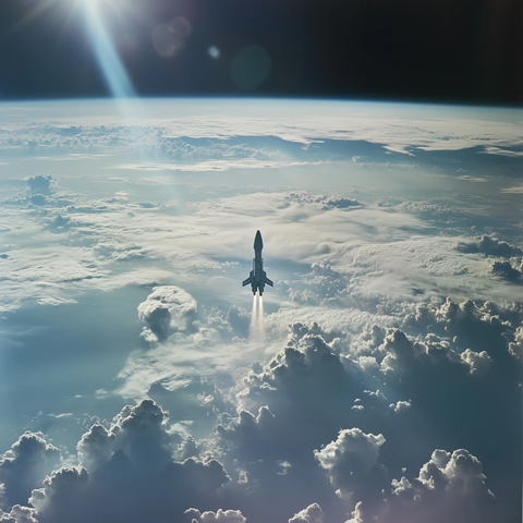 地球云层太空船离开