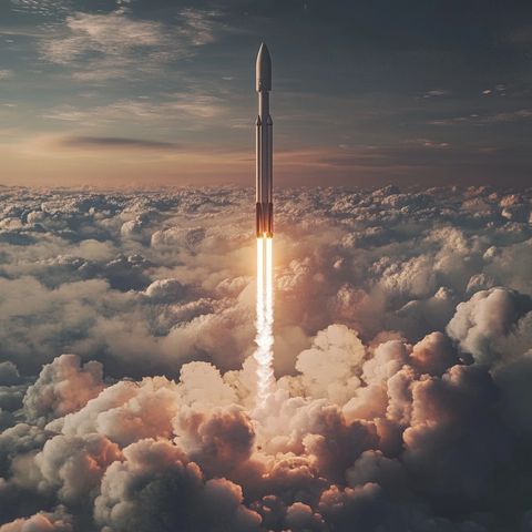 火箭发射尾焰喷射瞬间