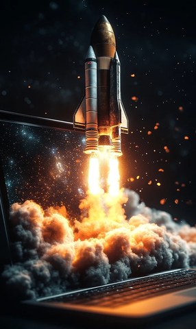 火箭穿破笔记本屏幕发射
