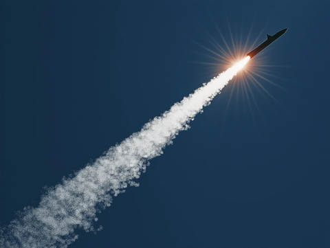 导弹尾迹蓝天实景