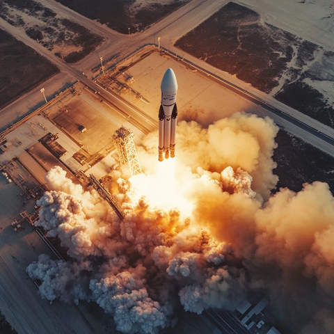 星舰火箭升空烟火壮观