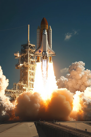 航天飞机发射火焰烟雾