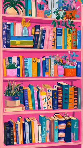 彩色书架插画