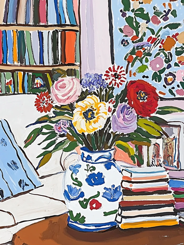 沙发桌花书籍墙画组合