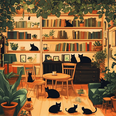 书架咖啡馆与隐藏黑猫