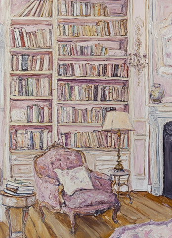 法国古董书房典雅油画