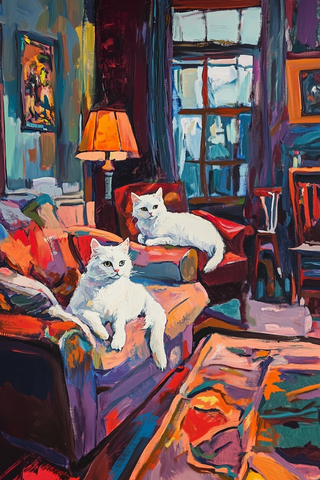 客厅与白猫夫妇