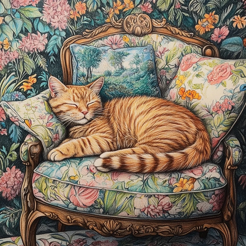 墙上春景壁纸与红虎猫