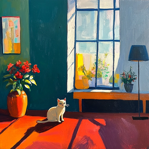 马蒂斯风格宠物客厅窗景