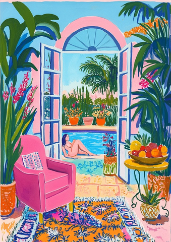 花园门廊与游泳池景象