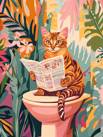 孟加拉猫读报坐马桶