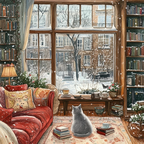 冬日书房窗前景致