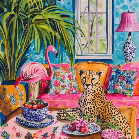 猎豹与火烈鸟中式风格内饰