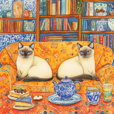 暹罗猫与茶壶书架
