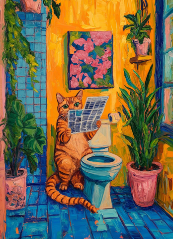 孟加拉虎坐马桶读报纸